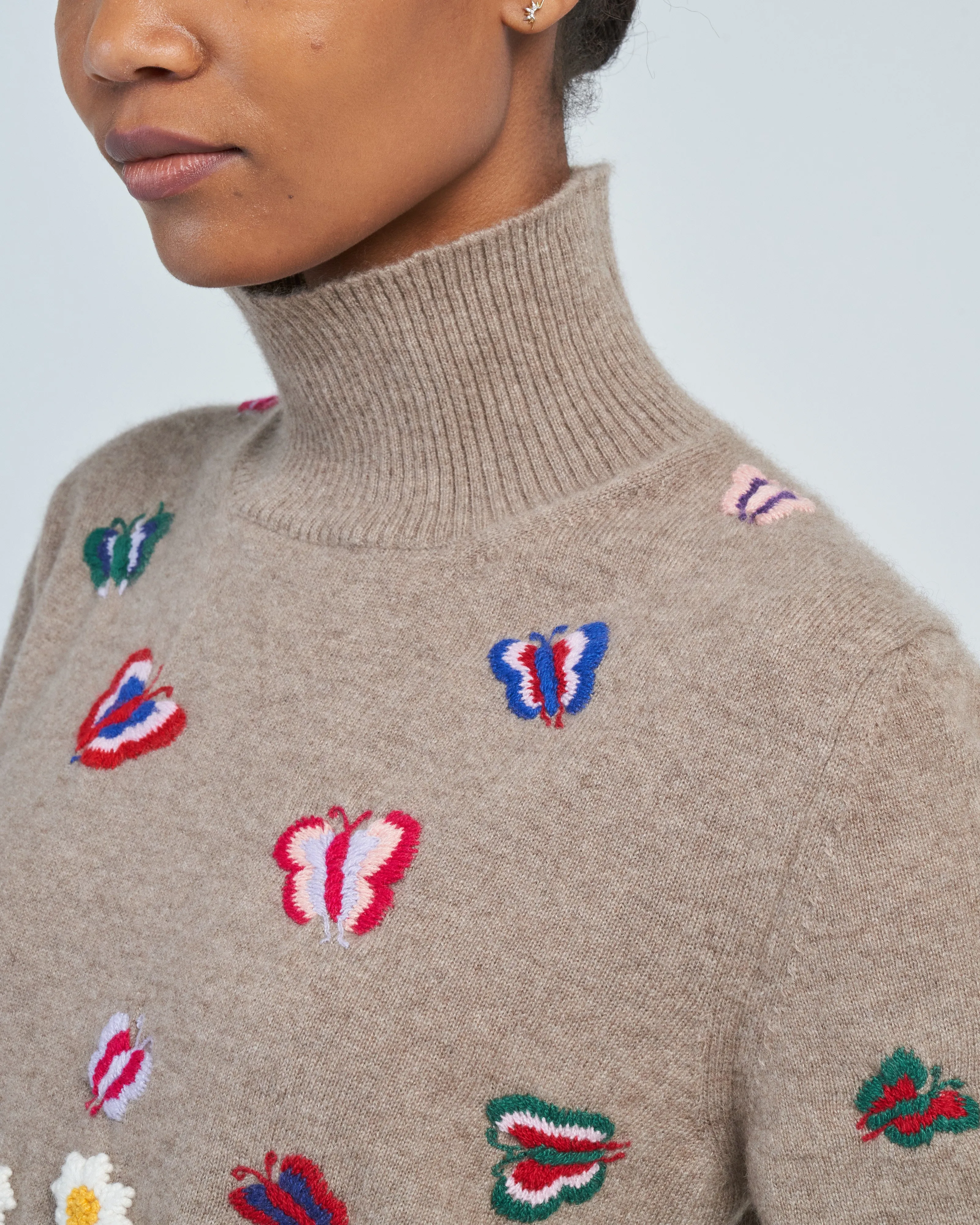embroidered cashmere turtleneck