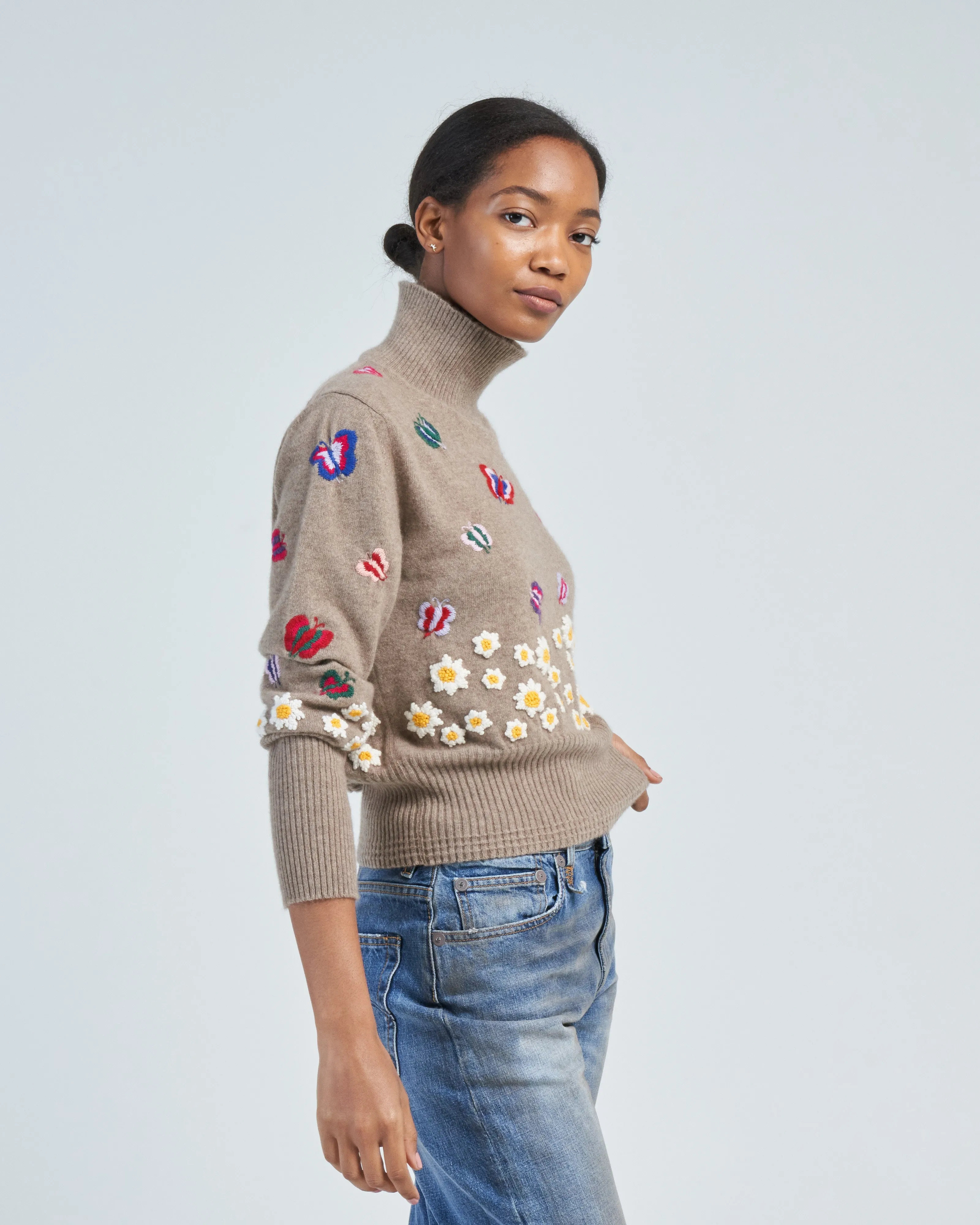 embroidered cashmere turtleneck
