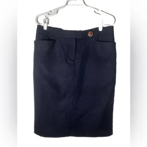 Erica Tanov 100% Wool Dark Blue Long Pencil Skirt Size 2