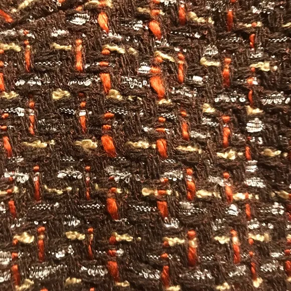 Evan-Picone Brown, Orange/Gold Boucle Tweed Skirt Suit