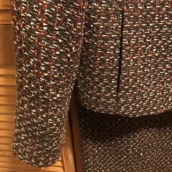 Evan-Picone Brown, Orange/Gold Boucle Tweed Skirt Suit