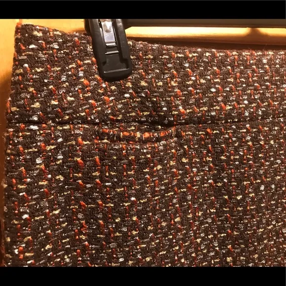 Evan-Picone Brown, Orange/Gold Boucle Tweed Skirt Suit