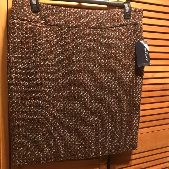 Evan-Picone Brown, Orange/Gold Boucle Tweed Skirt Suit
