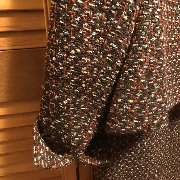 Evan-Picone Brown, Orange/Gold Boucle Tweed Skirt Suit