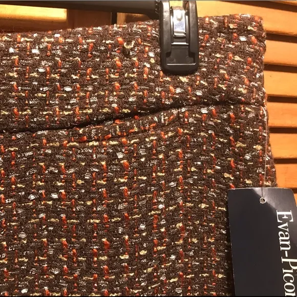 Evan-Picone Brown, Orange/Gold Boucle Tweed Skirt Suit