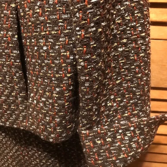 Evan-Picone Brown, Orange/Gold Boucle Tweed Skirt Suit