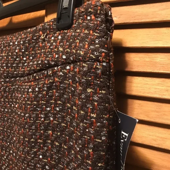 Evan-Picone Brown, Orange/Gold Boucle Tweed Skirt Suit