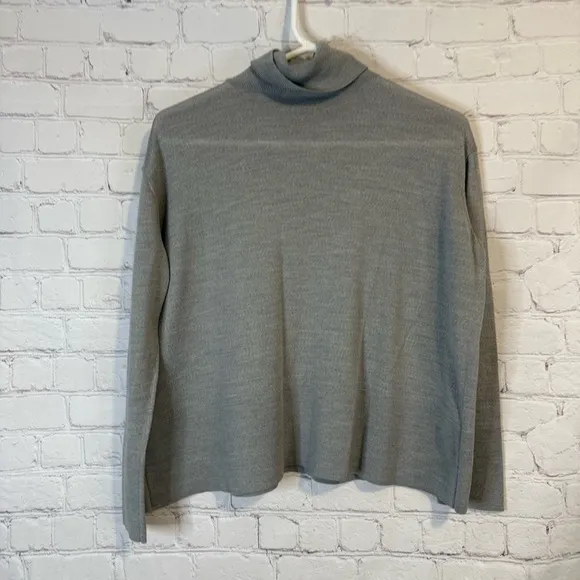 Everlane Gray Turtleneck Sweater Relaxed Fit Knit 100% Wool