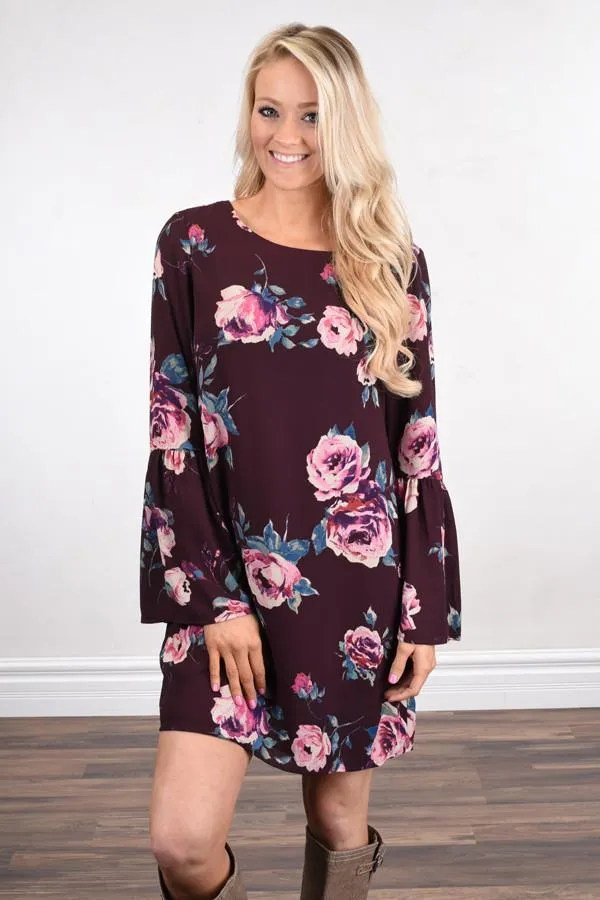 Everly Dress ~ Floral Wine