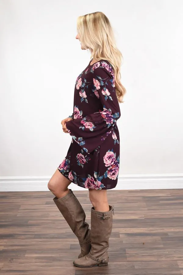 Everly Dress ~ Floral Wine