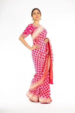 Extra-ordinary Pink Color Banarasi Handloom Saree
