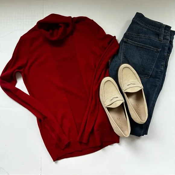 Faconnable Red Wool Long Sleeve Turtleneck Sweater Size X-Small