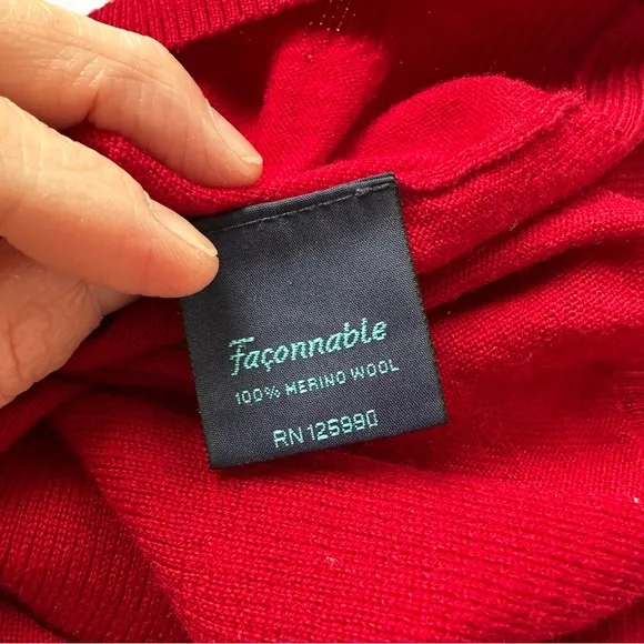 Faconnable Red Wool Long Sleeve Turtleneck Sweater Size X-Small