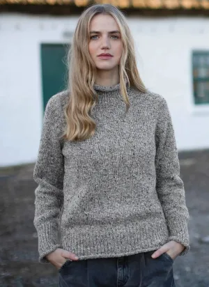 Fisherman Ladies Donegal Fleck Saddle Shoulder Sweater