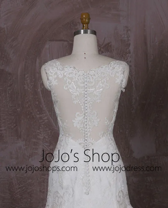 Fit and Flare Lace Wedding Dress with Lace Illusion Back | QT85345