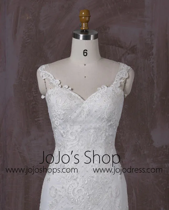 Fit and Flare Lace Wedding Dress with Lace Illusion Back | QT85345