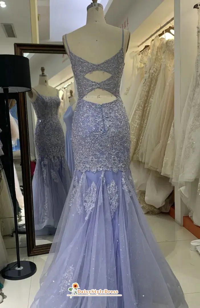 Fit and Flare Square Neckline Lavender Prom Dress