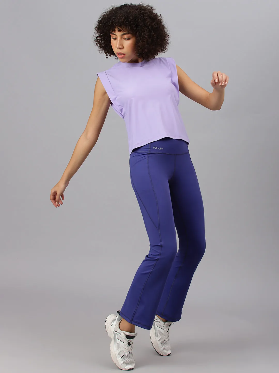 Fitkin Women's Blue Back Pocket Bootcut Trackpant