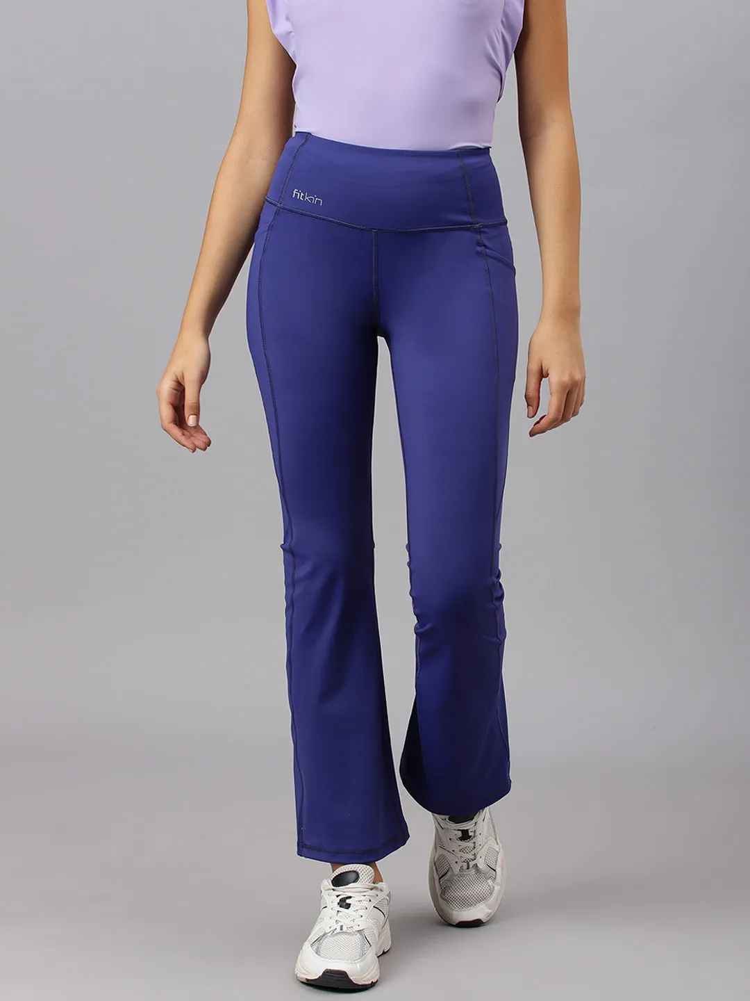 Fitkin Women's Blue Back Pocket Bootcut Trackpant