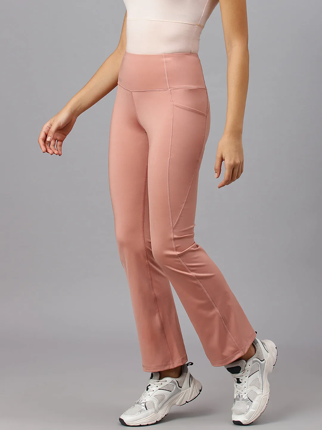 Fitkin Women's Nude Back Pocket Bootcut Trackpant