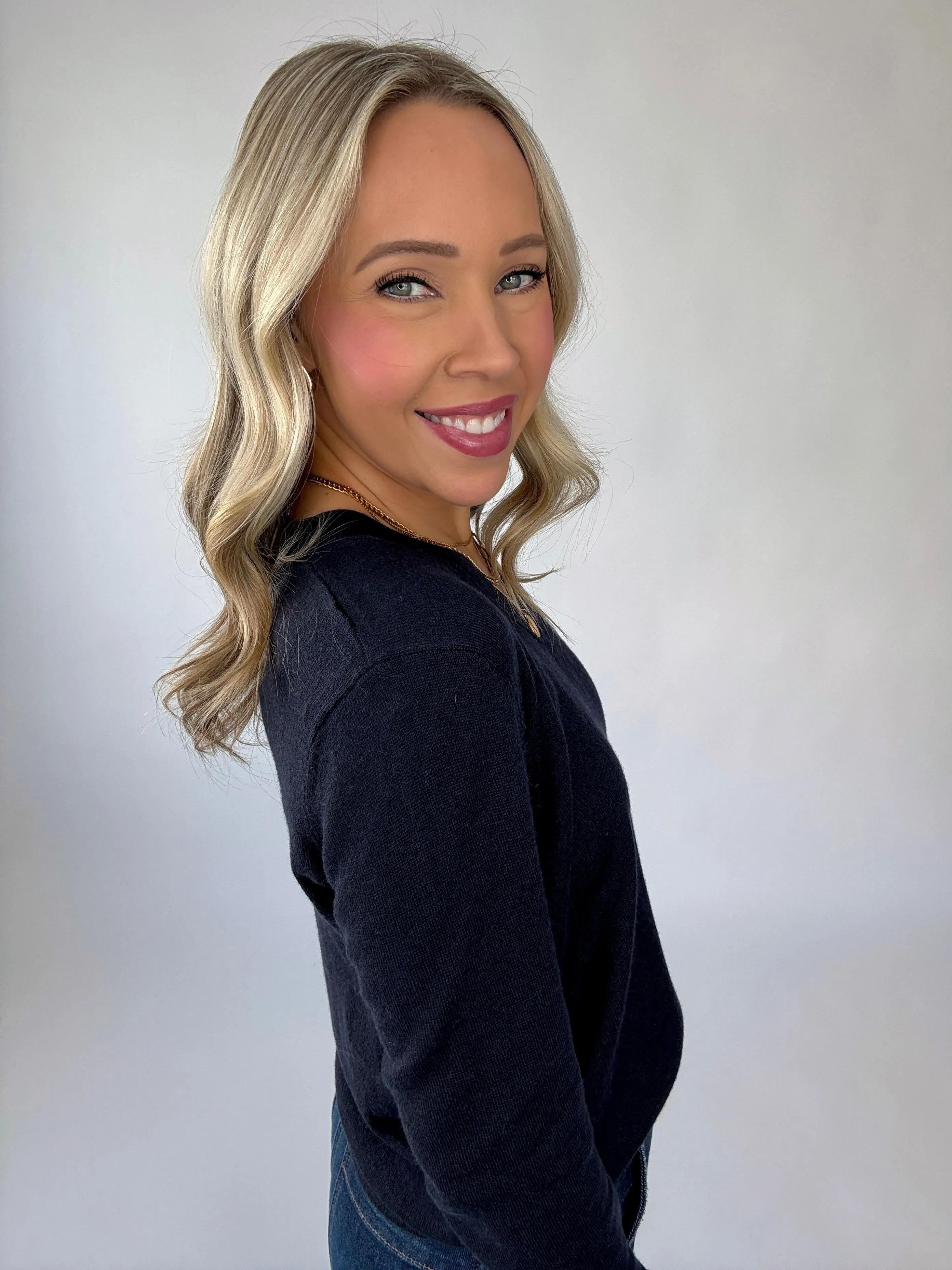 Flattering Feeling V-Neck Sweater - Navy