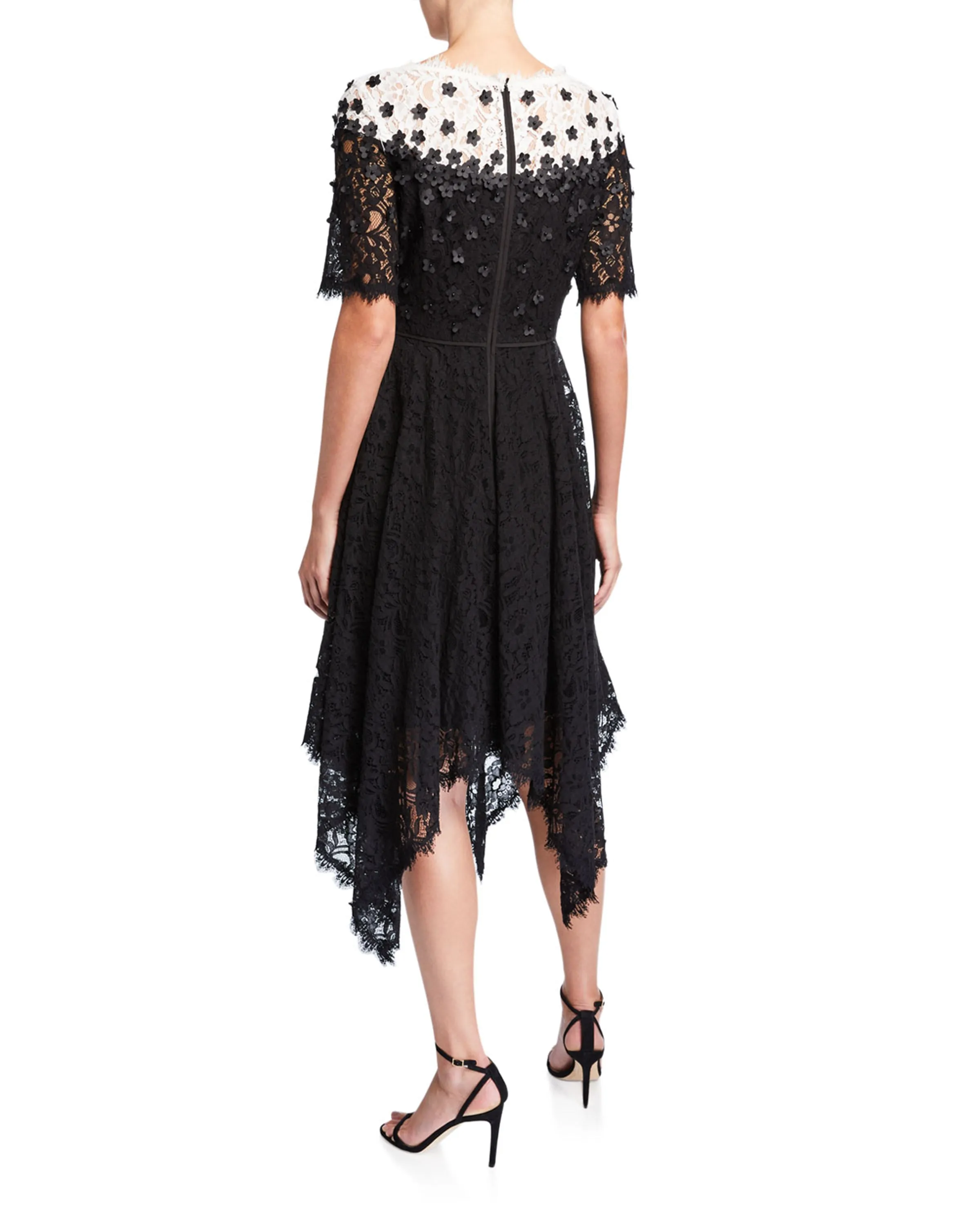 Floral Appliqué Lace Handkerchief Dress