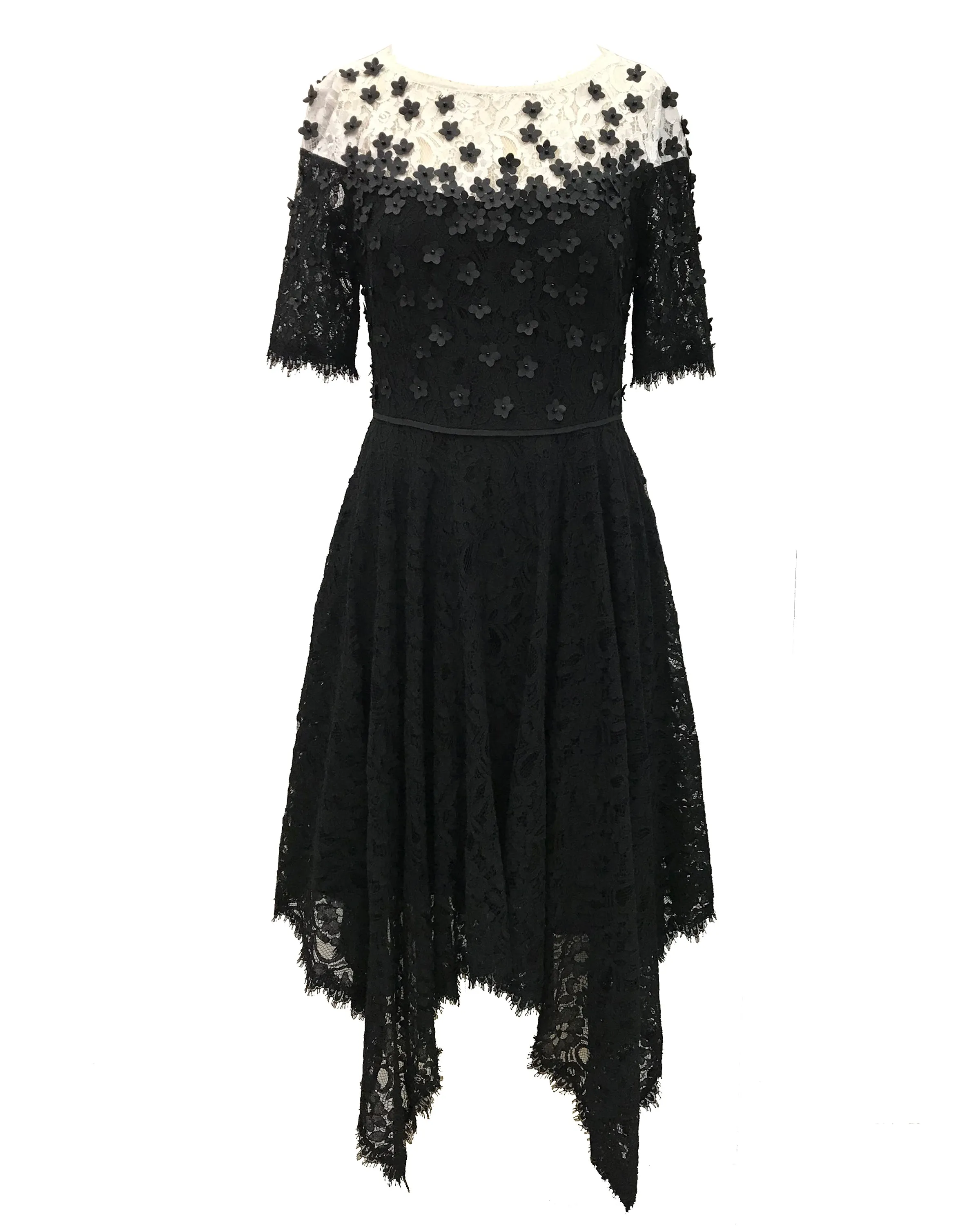 Floral Appliqué Lace Handkerchief Dress
