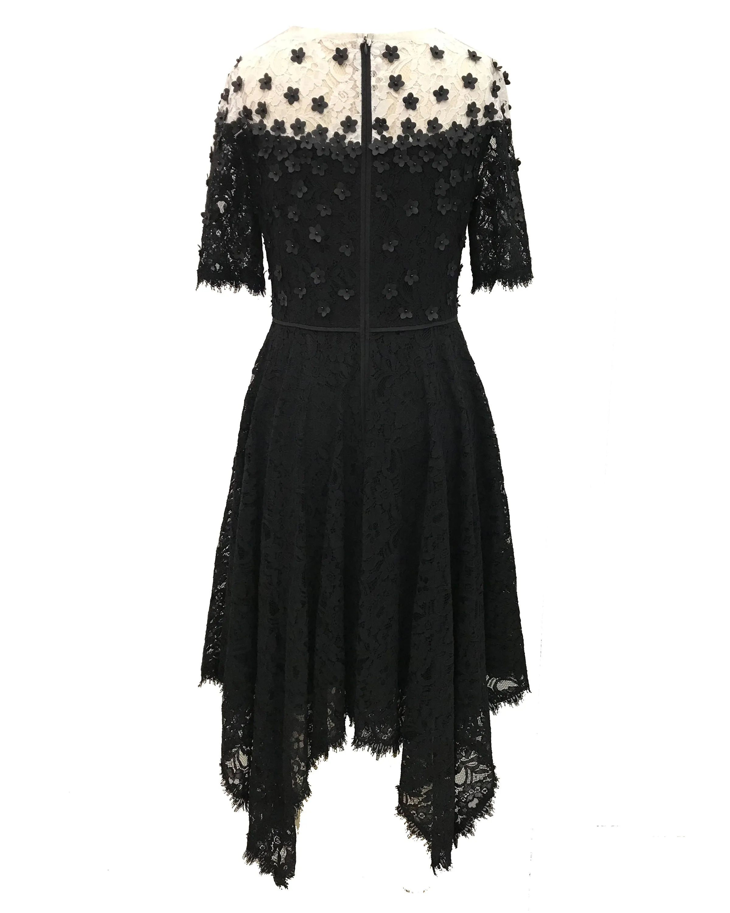Floral Appliqué Lace Handkerchief Dress