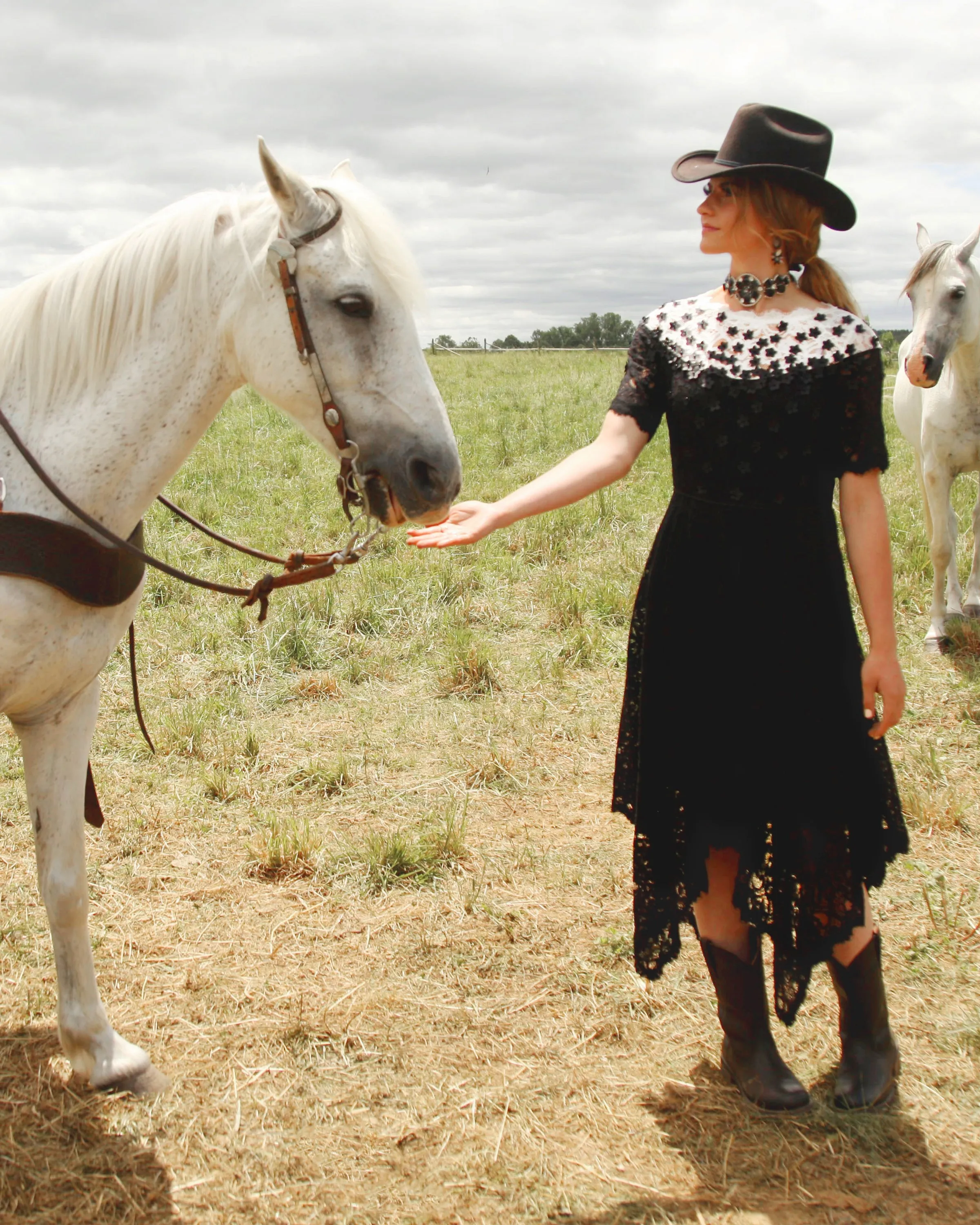 Floral Appliqué Lace Handkerchief Dress