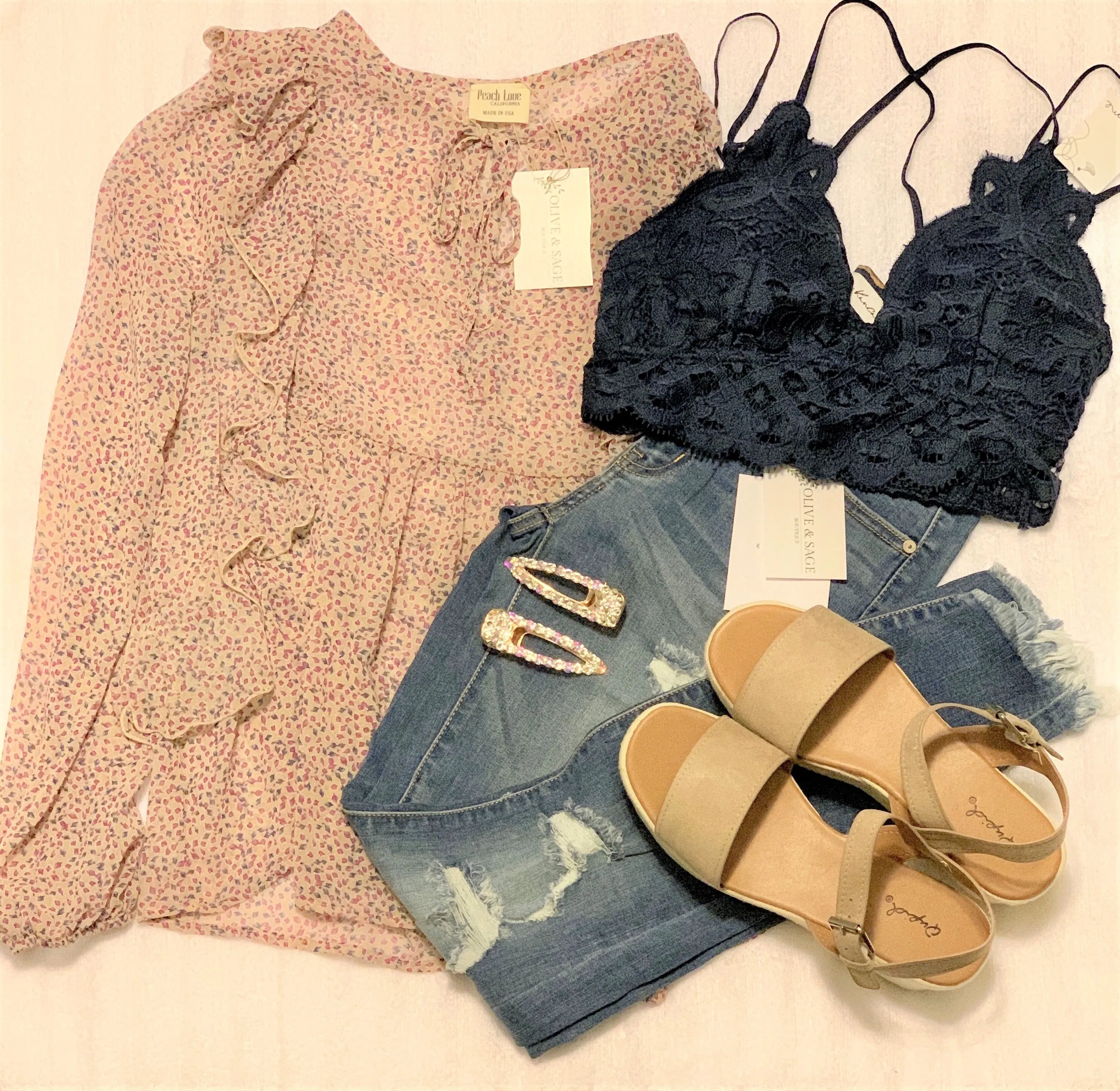 Flower Printed Ruffle Blouse