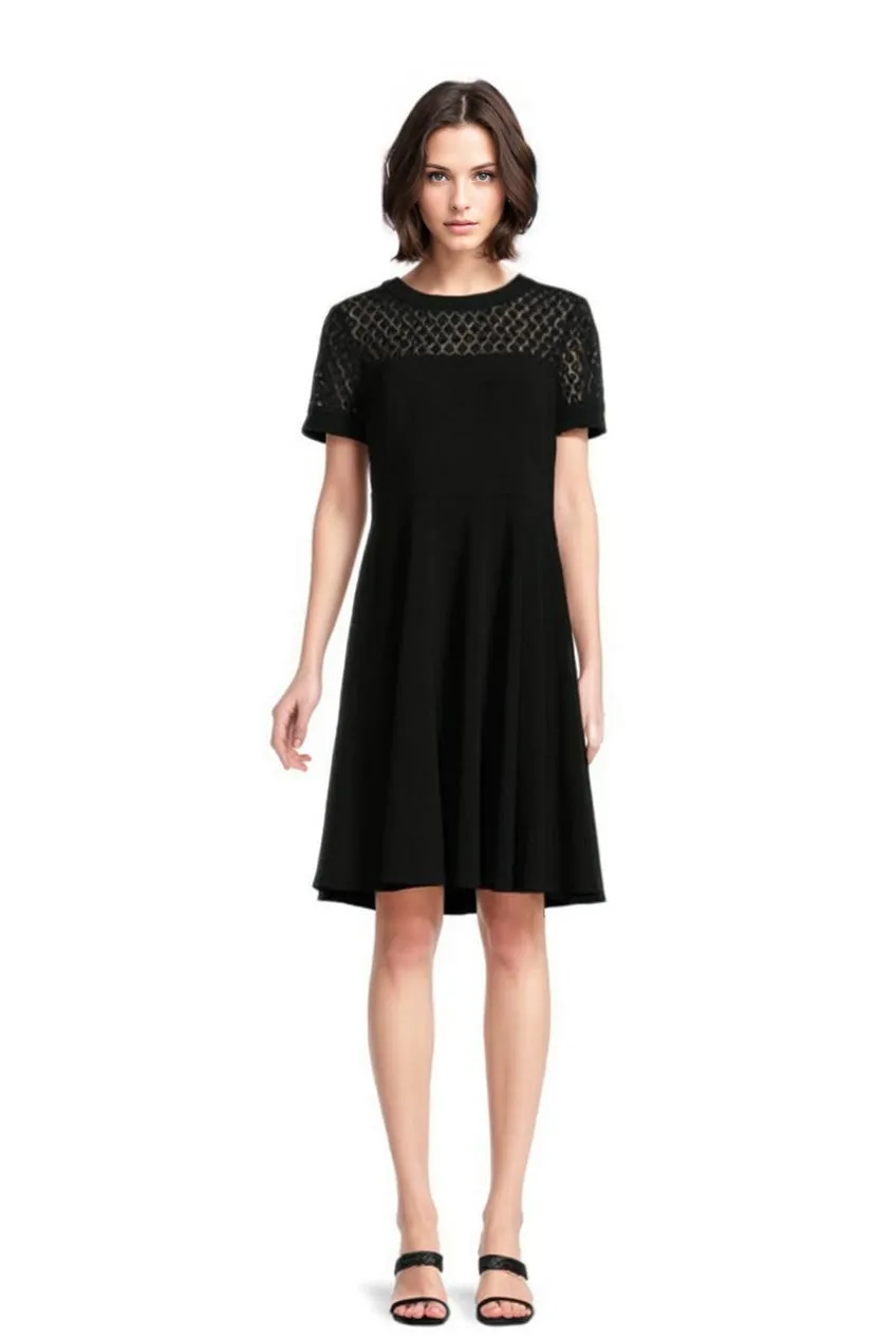 FOCUS by Shani — Crepe Fit & Flare Dress in Black
