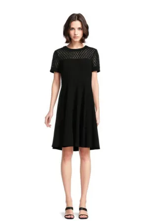 FOCUS by Shani — Crepe Fit & Flare Dress in Black