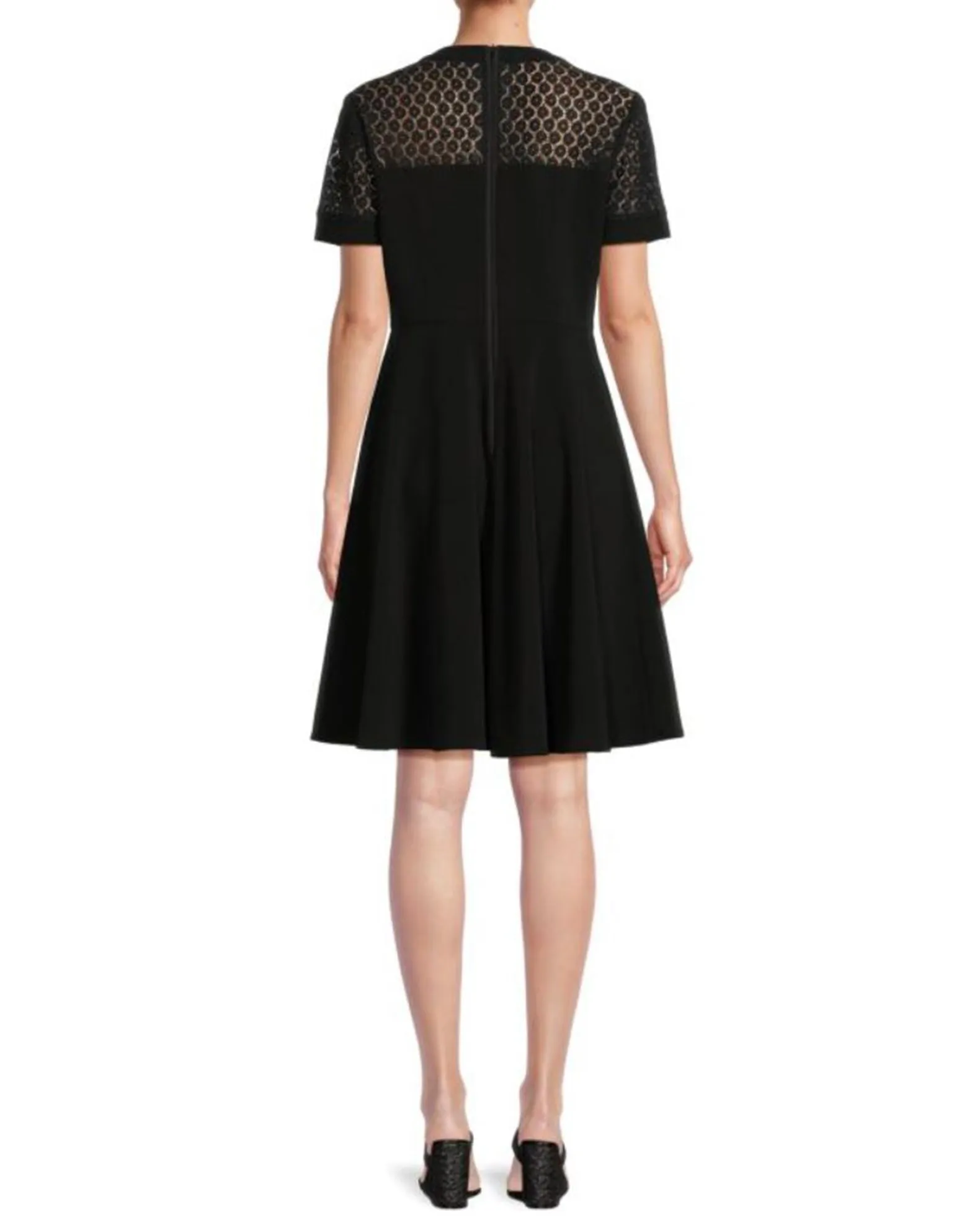 FOCUS by Shani — Crepe Fit & Flare Dress in Black