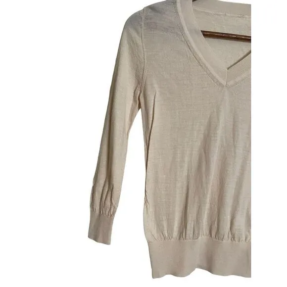 Forte Forte 100% Virgin Wool V-Neck Cream Sweater Womans 0