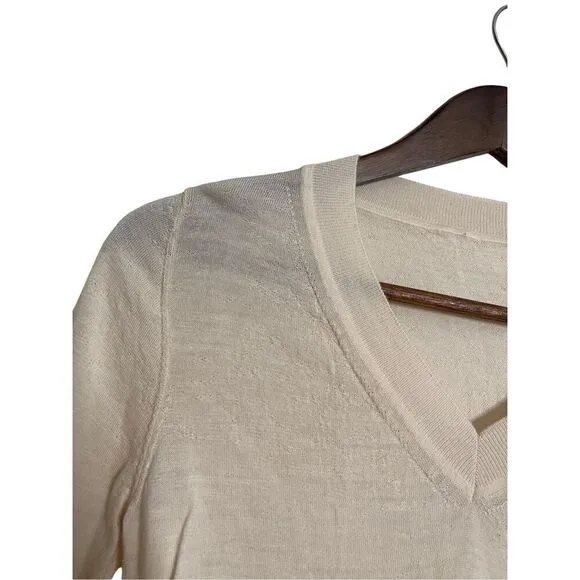 Forte Forte 100% Virgin Wool V-Neck Cream Sweater Womans 0