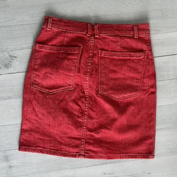 FRAME Faded Red Denim Mini Skirt Size 26