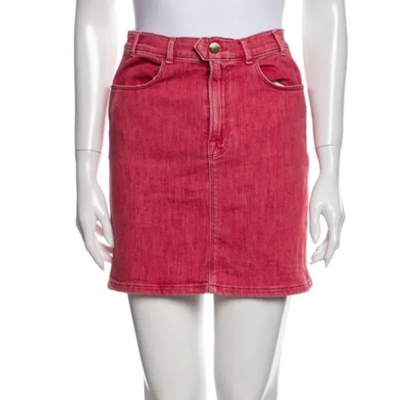FRAME Faded Red Denim Mini Skirt Size 26
