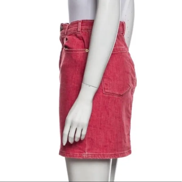 FRAME Faded Red Denim Mini Skirt Size 26