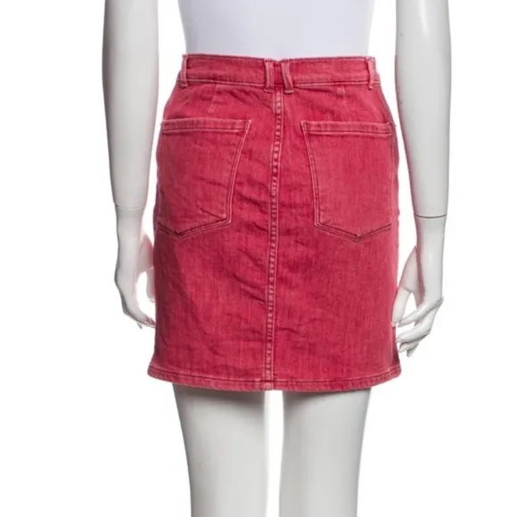 FRAME Faded Red Denim Mini Skirt Size 26