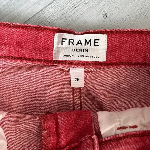 FRAME Faded Red Denim Mini Skirt Size 26