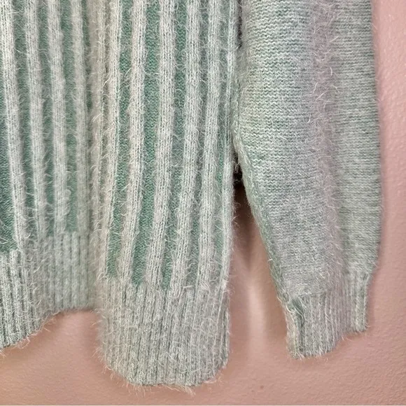 Free People Big City Ribbed Turtleneck Fuzzy Sweater Mint Green