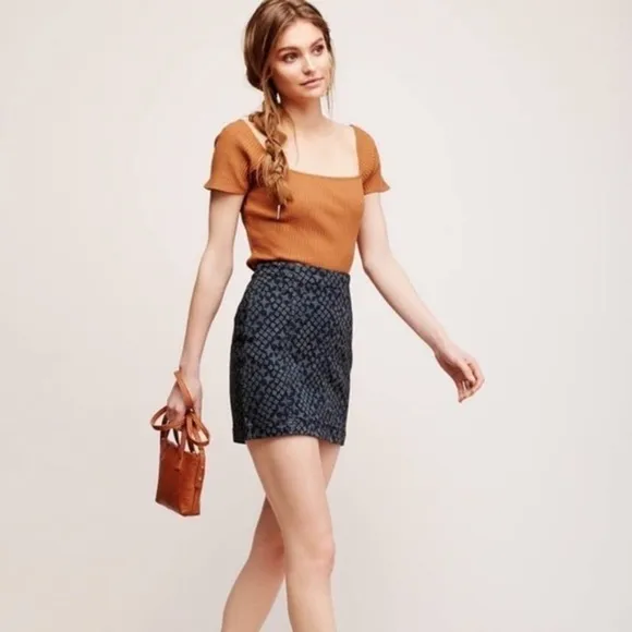 FREE PEOPLE Modern Femme Indigo Combo Mini Skirt