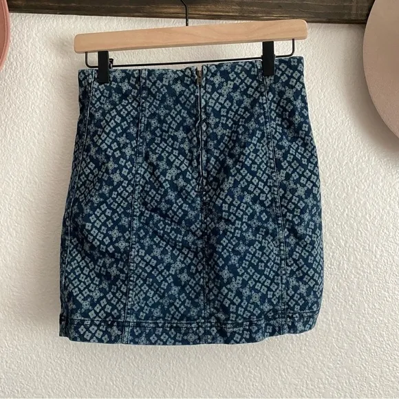 FREE PEOPLE Modern Femme Indigo Combo Mini Skirt