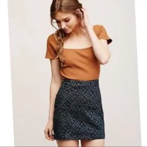 FREE PEOPLE Modern Femme Indigo Combo Mini Skirt