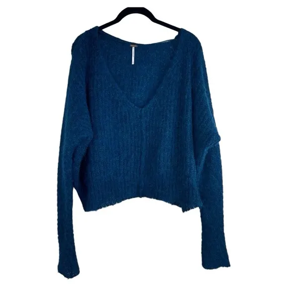 Free People Moonbeam V Neck Oversized Alpaca Blend Sweater Size: X-Small