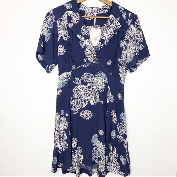 Free People- NWT Blue Hawaiian Fit &amp; Flare dress