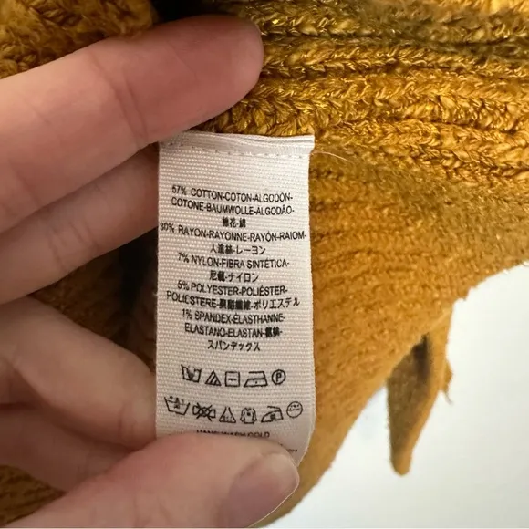 Free People On My Side Turtleneck Sweater Mustard Yellow Women’s Extra Small XS