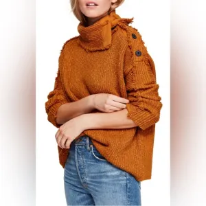 Free People On My Side Turtleneck Sweater Mustard Yellow Women’s Extra Small XS