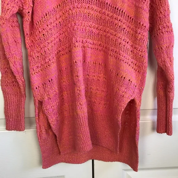 Free People Pink Hot Tropics V Neck Sweater