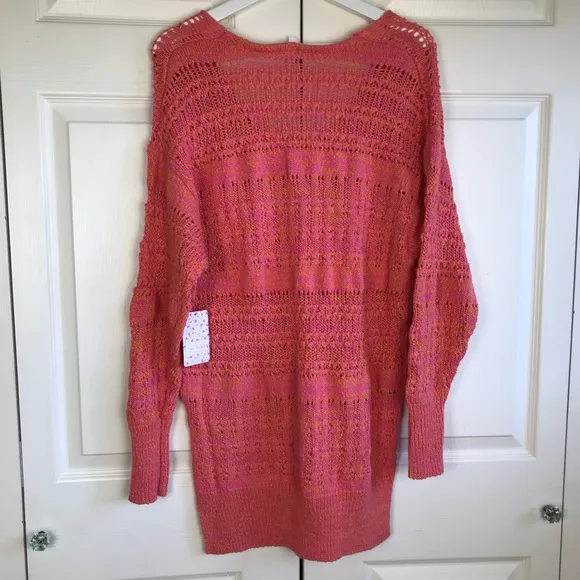 Free People Pink Hot Tropics V Neck Sweater